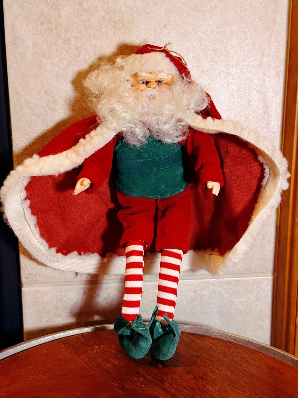 Vintage Santa Claus Shelf Sitter Pose-able Mantle Holiday Decor Ornament
